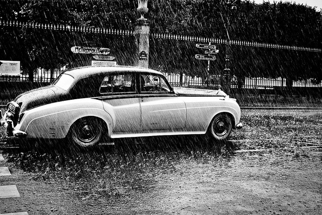 Car in the rain